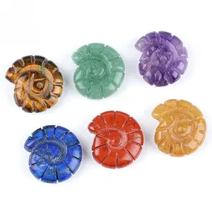 Natural crystal conch shell, double-sided three-dimensional carved snail-shaped home micro-landscape ornament, non-porous gemstone shell for good fortune and prosperity