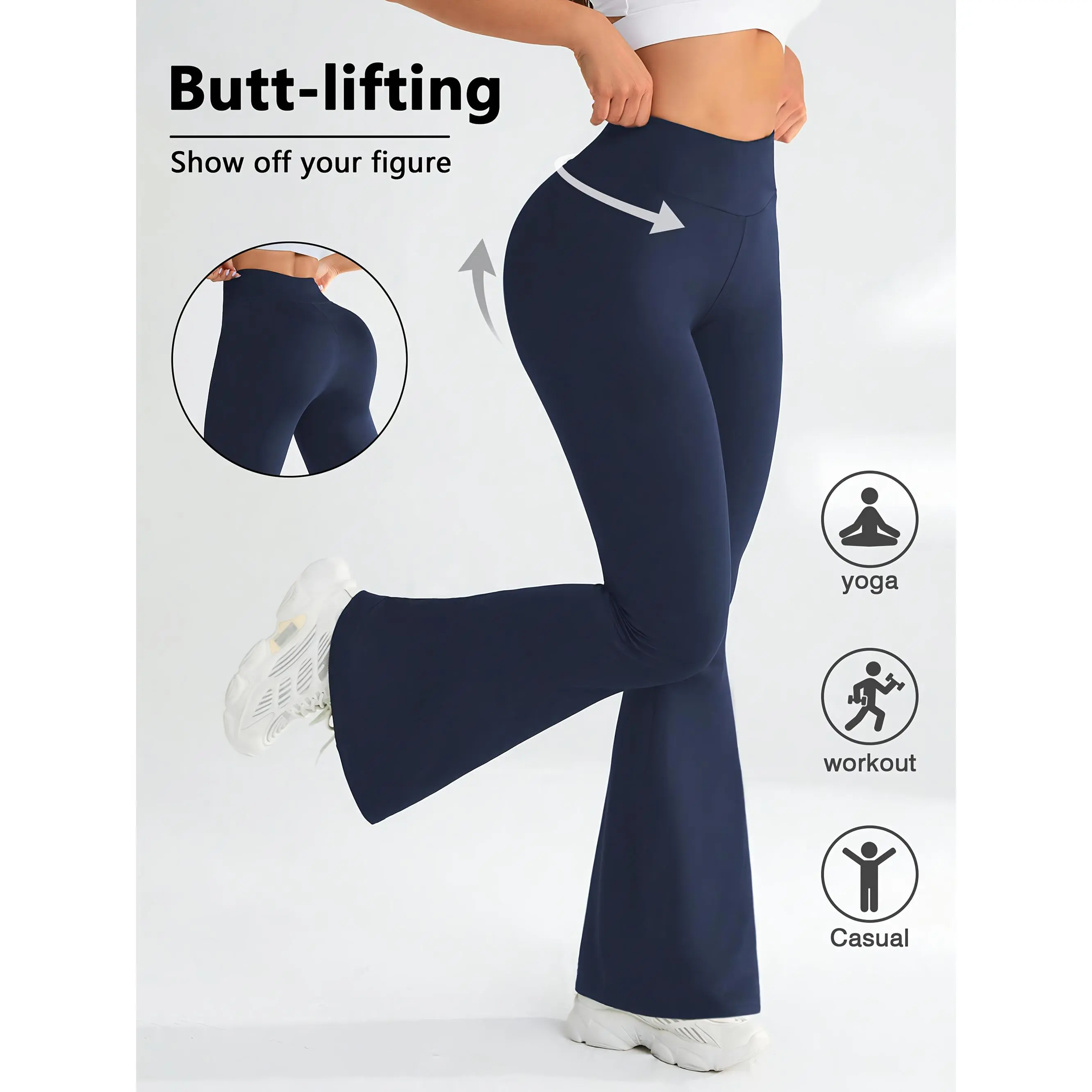 Women's High-Waist Flare Pants - and Soft Pants, Slim-Fit Stretchy Casual Long Pants, Suitable for Dance,, and S, Versatile Everyday Casual Wear Pants