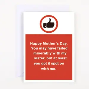 Sassy Funny Mother's Day Card, Sibling Comparison Humor Greeting Card, 5x7 Inch Card for Mom with Envelope