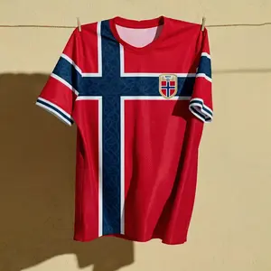 2026 Home Norway National Soccer Team Style Jersey Home Shirt, Patriotic Football Jersey, All Over Print Unisex Soccer Jersey, Sports Fan Apparel Top