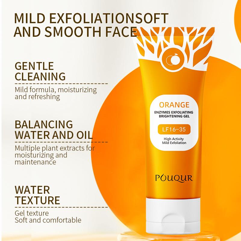 Orange Exfoliating Gel, Vitamin C Face & Body Scrub, Deep Cleansing Peeling Gel, Brightening Facial Exfoliator, Dead Skin Remover, Gentle Daily Skincare, Gift for Back to School