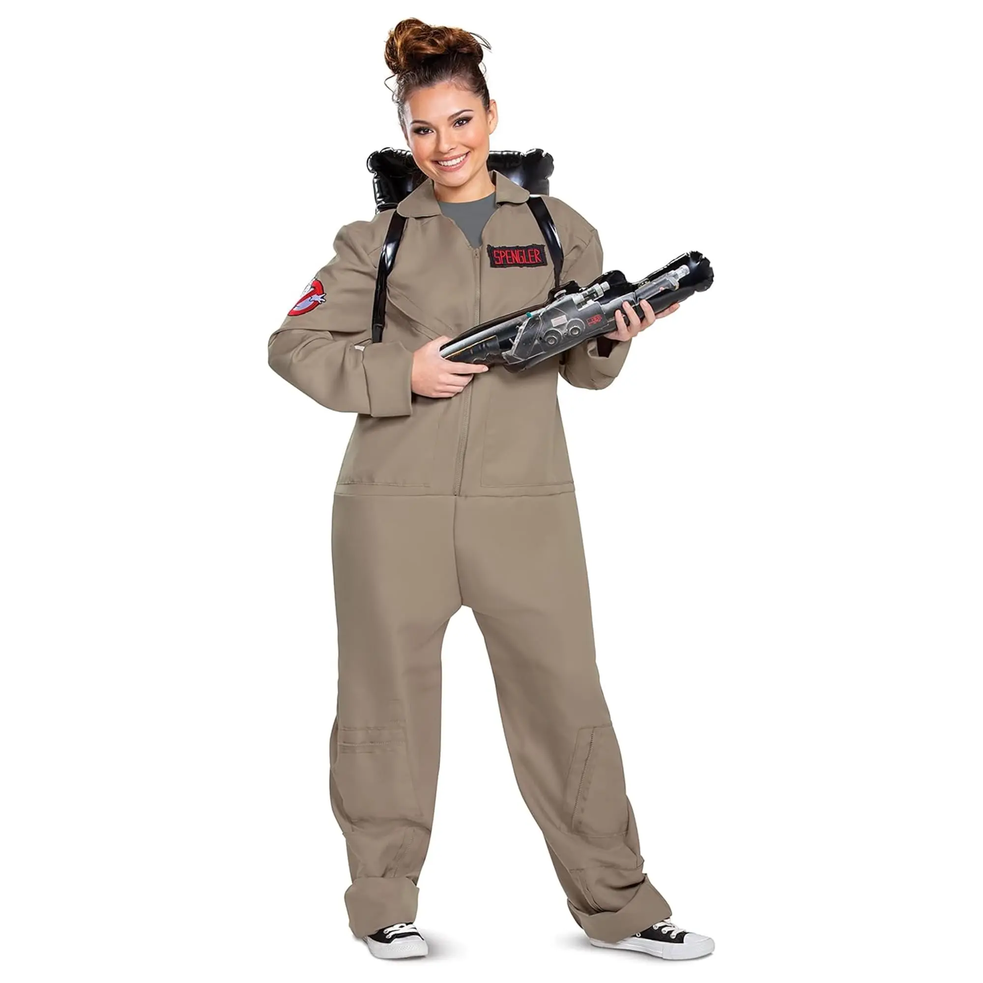 Men's Deluxe Ghost Hunter Costume, Paranormal Investigator Jumpsuit for Halloween and Cosplay Parties, Clothes