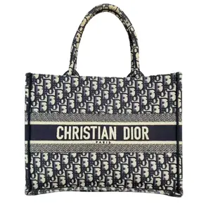 Pre-owned Dior Fabric Tote Bags Oblique Medium Book Tote Shoulder Bag Tote
