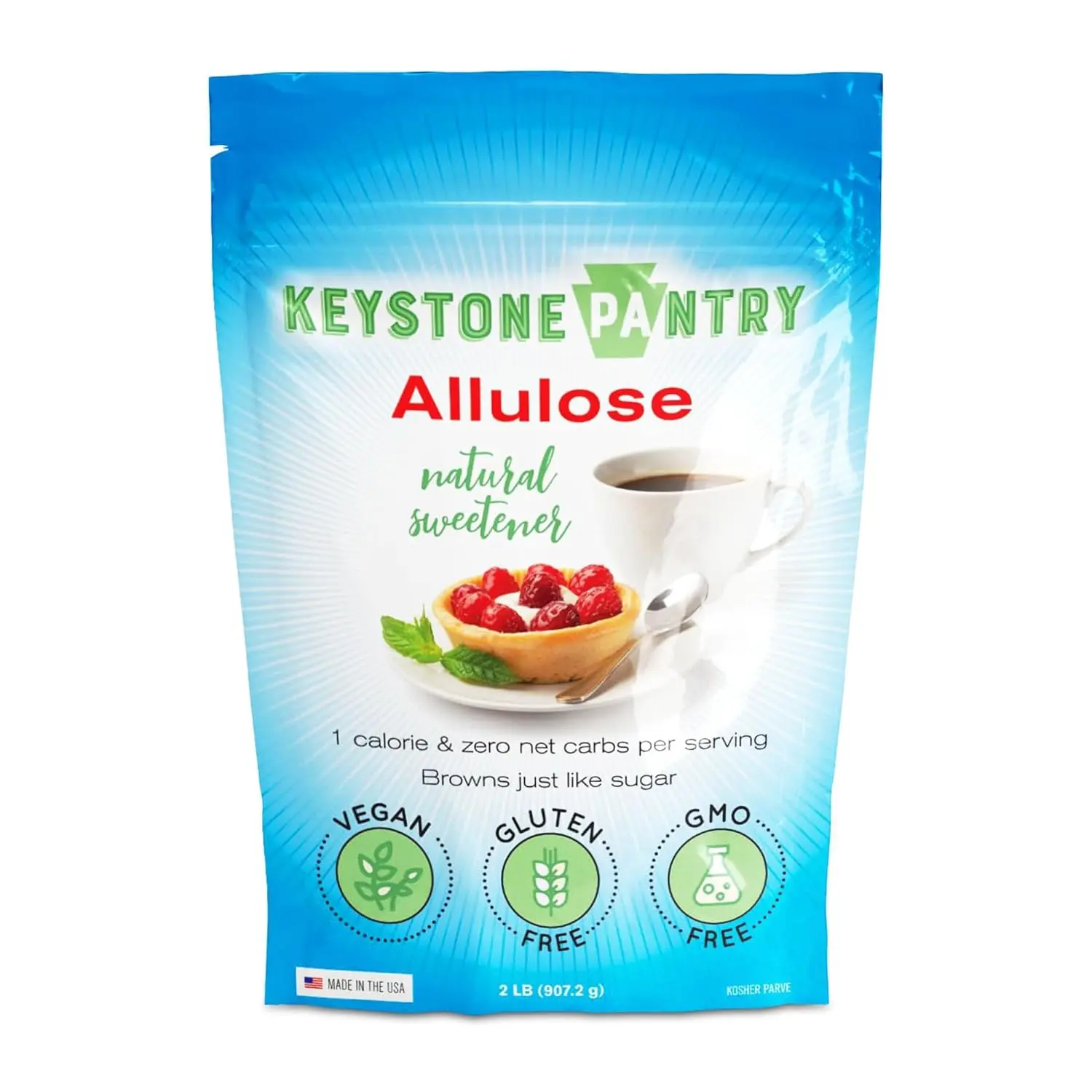 Keystone Pantry - Allulose Sweetener, Low Calorie and Low Carb Sugar Substitutes, Natural Allulose Sugar Substitute, Gluten, Soy, and Sugar Alcohol-Free, 2 Lbs.