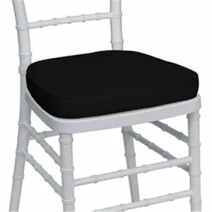 212 MAIN Black Chiavari Chair Cushion with Cloth Straps, Fabric Upholstery, Foam Cushion for Wood-Resin Chiavari Chairs, Outdoor Furniture