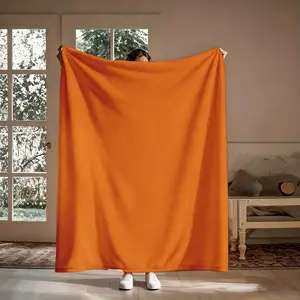 Burnt Orange Solid Flannel Throw, Lightweight Breathable Plain Blanket, Stylish Home Decor Throw for Bed, Sofa, Great Gift for All, All Season Use