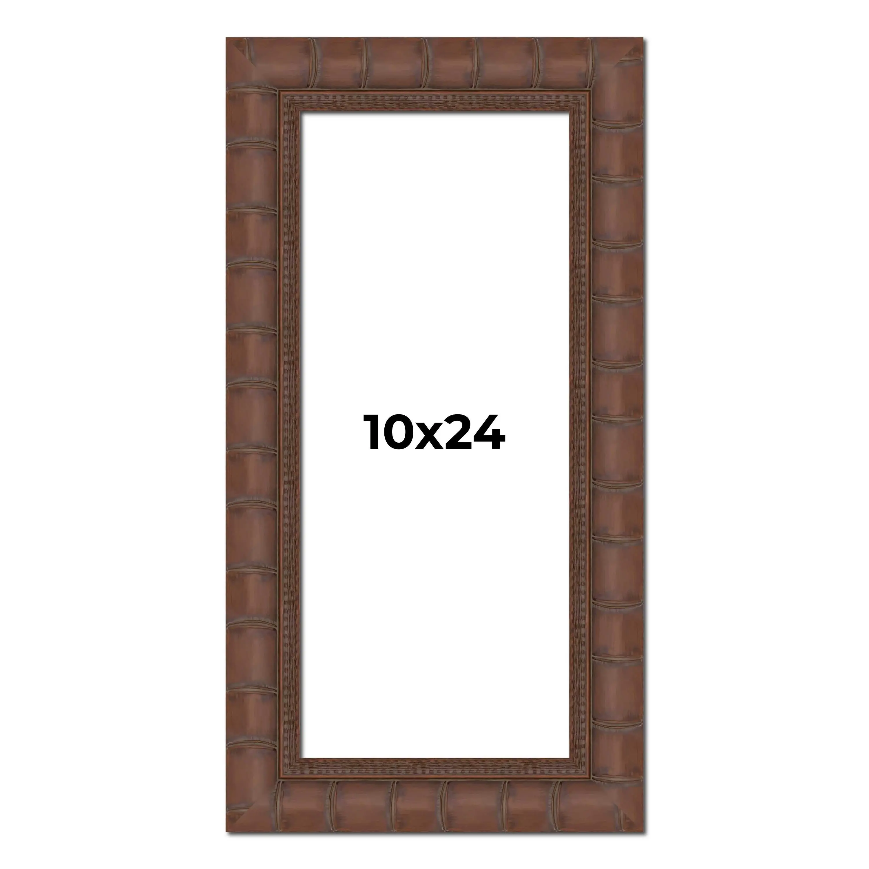10x24 Brown Wide Bamboo Picture Frame - UV Acrylic, Foam Board Backing, Hanging Hardware