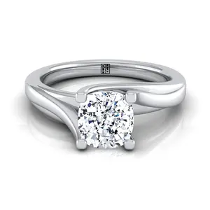 The Joplin Twisted Solitaire Engagement Ring Setting for Cushion Diamonds in Platinum
