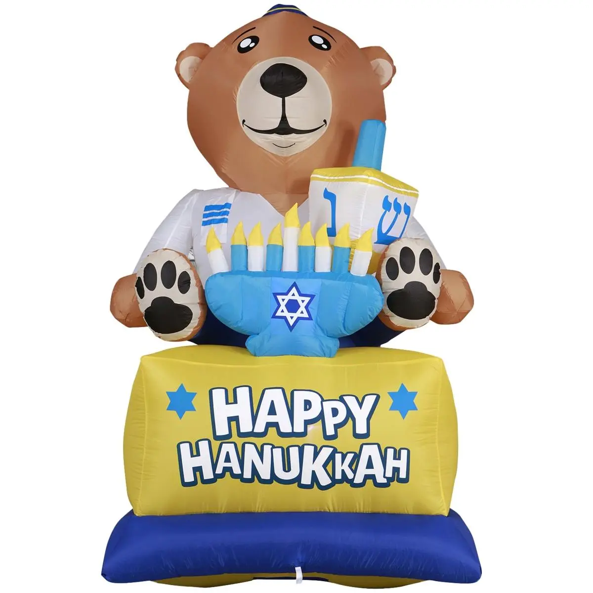 Gardenised QI003945 8 x 4.25 x 4.5 ft. Giant Hanukkah Inflatable Bear Yard Decor with Built-in Bulbs, Tie-Down Points & Powerful External Fan