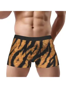 Realistic Tiger Fur Print Boxers, Sexy Wild Jungle Animal, Beast Mode Boyfriend Gift, Boxer Boxershorts