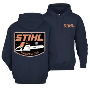 STIHL In Sawdust We Trust Hoodie - Sweatshirt, Chainsaw Workwear Hoodie for Men, Carpenter Logger Mechanic Gift, Vintage Chainsaw Mechanic Graphic Hoodie, Full Colors