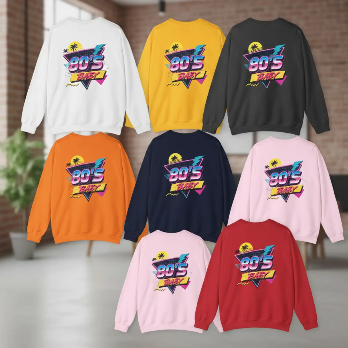 80s Baby Retro Sweatshirt Neon Synthwave Vintage Crewneck 80s Nostalgia Gift Retro 80s Graphic Pullover Gift Casual Cotton