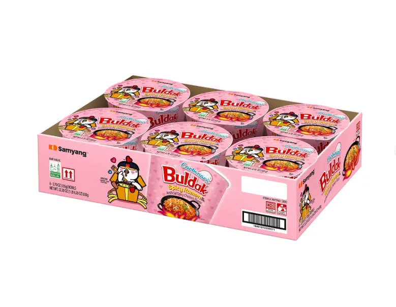 Samyang Buldak Spice Ramen Youth Edition - 6 Pack of 11 oz Cups - Authentic Korean Flavor Noodles