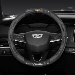 For Cadillac ATS BLS CT4 CT5 CT6 CTS ESCALADE EXT SLR SRX STS XT4 XT5 XT6 XTS Carbon fiber Leathe Car Steering Wheel Cover Accessories