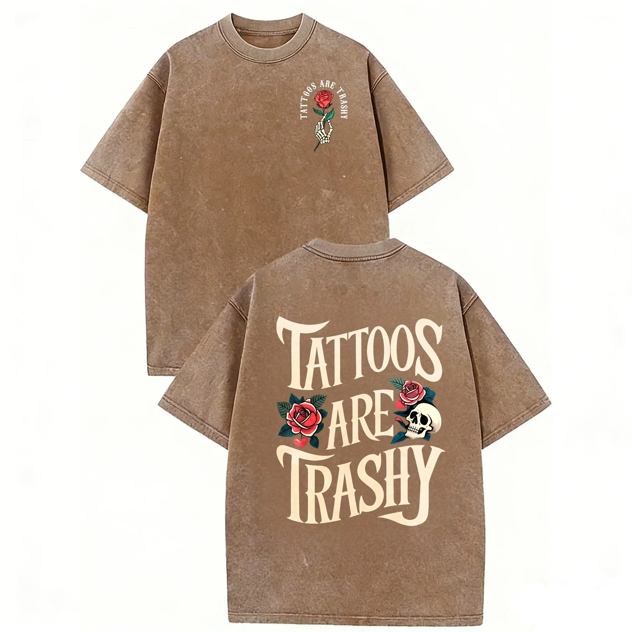 Washed Cotton Tee-Coffee