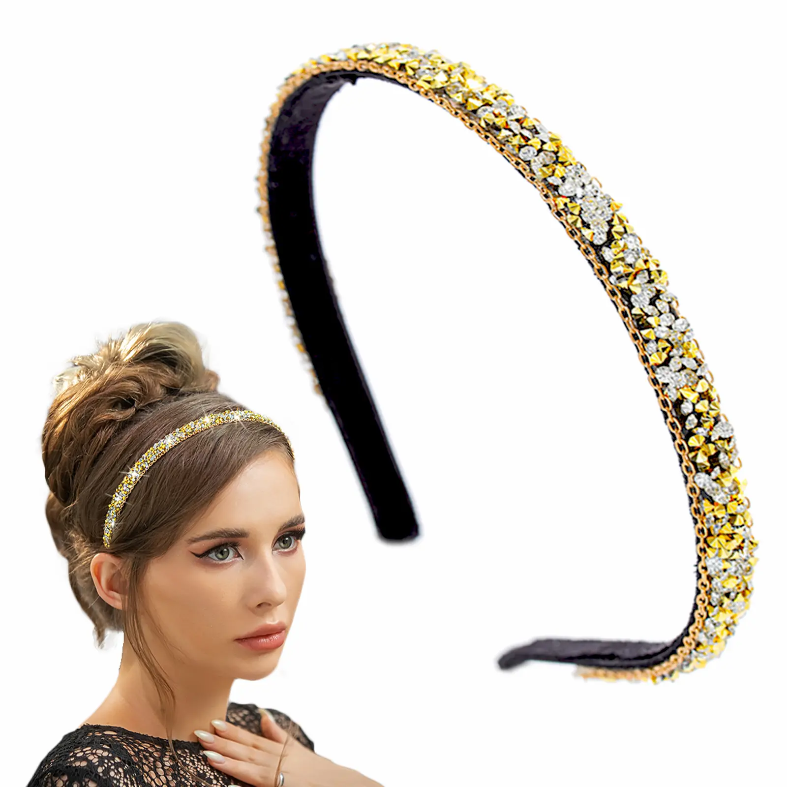 Crystal Headband Rhinestone Headbands Glitter Crystal Hairband Wedding Party Hair Accessories for Women and Girls