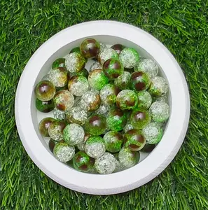 16MM Green & Black Crackle Acrylic Beads – 5 Piece Pack