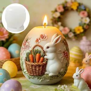 Cute Rabbit Holding Carrot Shape Candle Silicone Mold, DIY Easter Bunny Egg Wax Mould, Resin Clay Concrete Craft Tool, Home Decor Gift