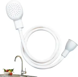 Sink Spray Rubber Hose 43 Inch Long Faucet Sprayer Attachment for Round Faucets Easy Install Shampoo Sprayer for Pets Bathing Baby Washing Hair Rinsing Vegetables