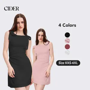 Cider [4 colors, size 0-26] Square Neck Solid Bowknot Mini Dress