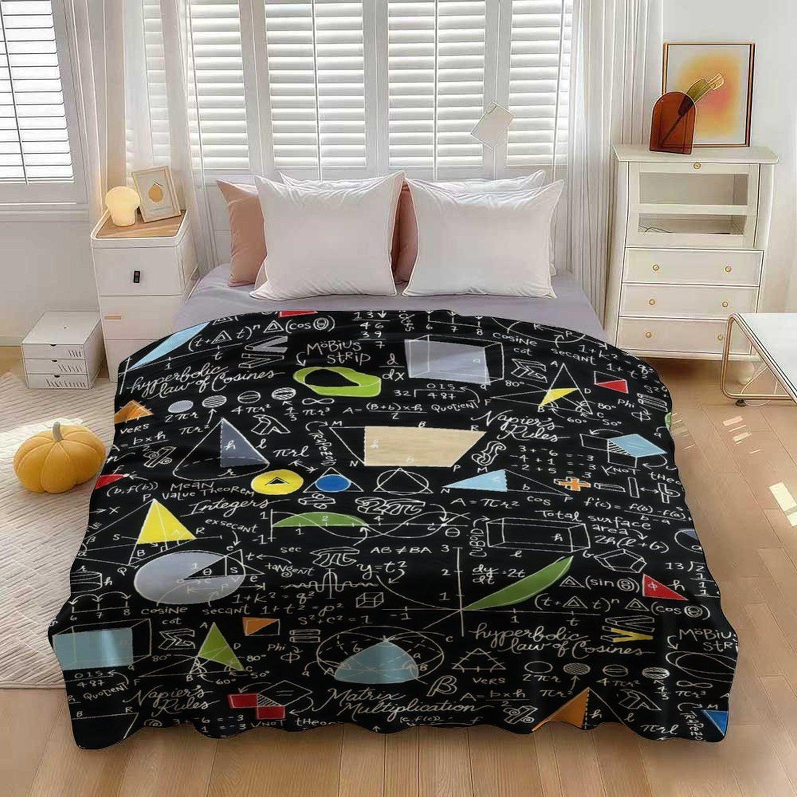 Math Formulas & Geometry Chalkboard Throw Blanket ,  STEM Lover Gift  , Engineer & Teacher Gift