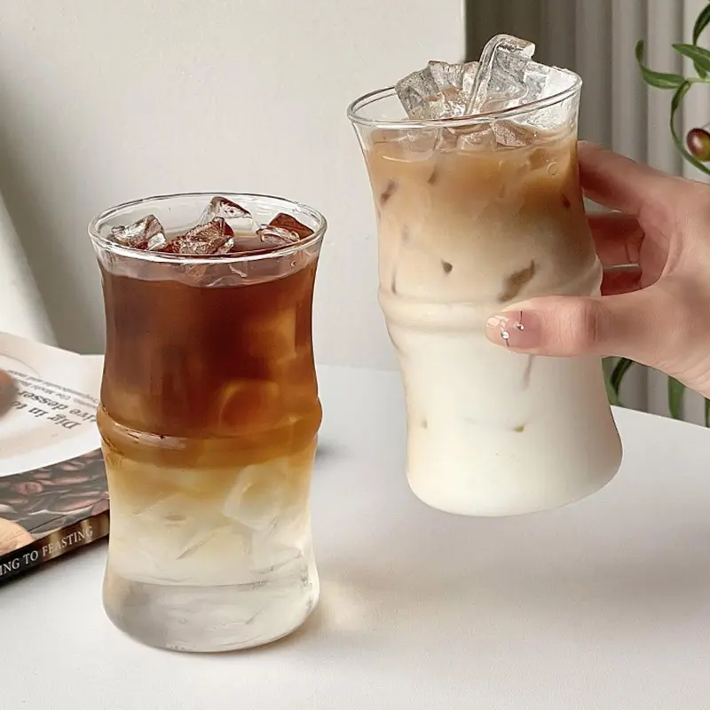 Viral Trending Chinese Style Bamboo Joint Clear Glass Tumbler, Food Grade BPA Free Lead & Cadmium Free Thickened Shatterproof Heat Resistant Drinking Cup, Dishwasher Safe for Juice Breakfast Water Iced Drinks, Home Office Party Travel Daily Use