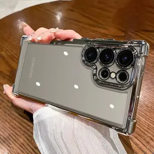 Electroplated Four Corners Anti Drop Clear Protective Luxury Clear Plating Shockproof Case For Samsung Galaxy S24 S23 S22 Ultra Plus S23FE S24FE Clear case Cover