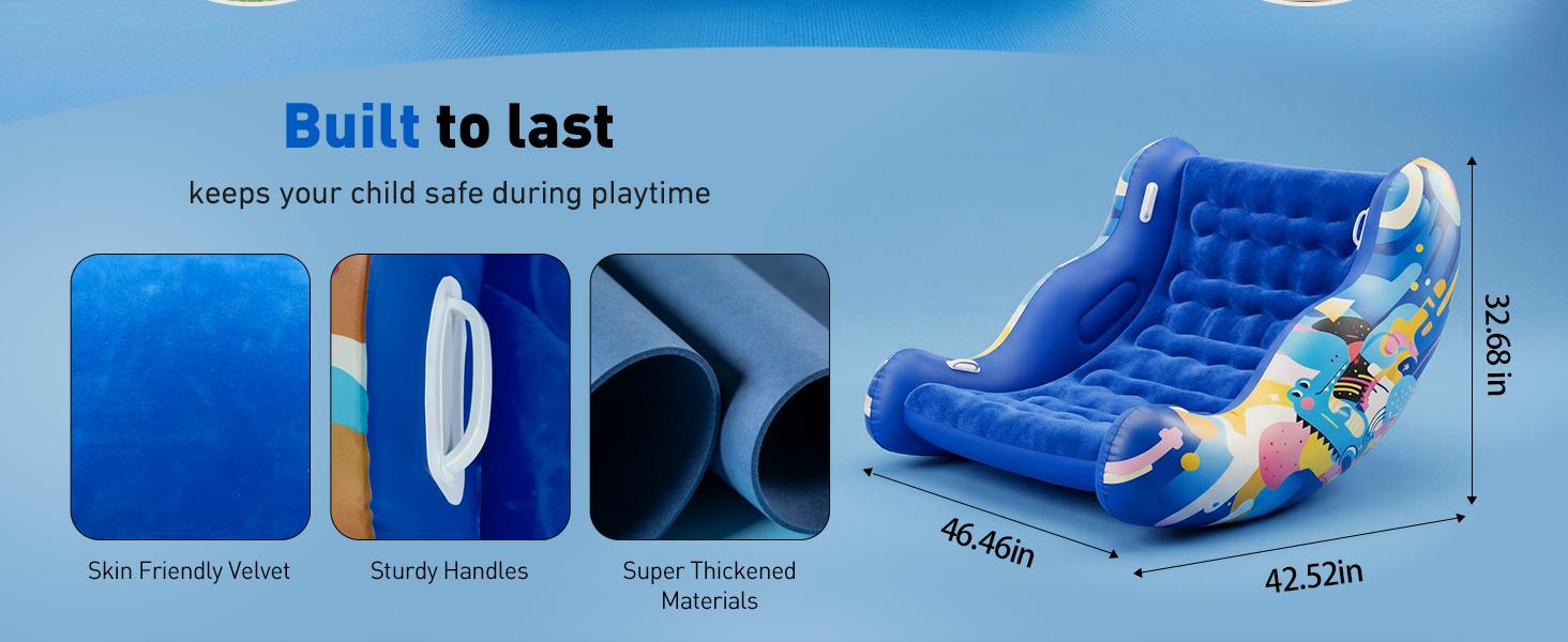 Crakrora Rocking Sensory Chair for Kids Baby Inflatable Air Cloud Rocker Sofa for Autism ADHD Toddlers 3-8 Years Gifts Premium PVC Leak-Proof Portable Inflation Self-Soothing Motor Skills Training