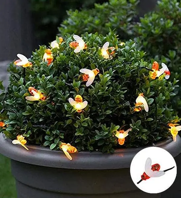 Perfect Holiday Solar Bee String Lights Outdoor Garden Decorative Lighting 8 Modes Warm Glow Security Outside
