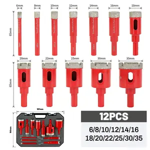 Tile Drill Bits Set,Porcelain Hole Saw, Cutter for Marble Ceramic Granite 12pieces(6/8/10/12/14/16/18/20/22/25/30/35mm)