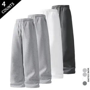 4-Pack Men's Loose Fit Sweatpants Elastic Waist 4 Colors Multi-Use Ultra-Comfortable Soft Fabric with Side Pockets for Everyday Wear - Trouser, Menswear