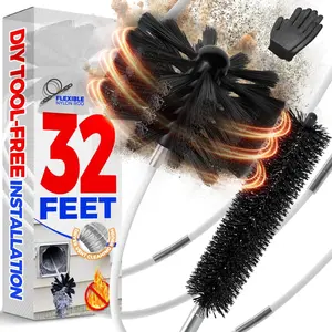 32  Dryer Vent Cleaner Kit, Lint Remover,Fireplace Chimney Brushes, Extends Up to 32 , Synthetic Brush , Use with or Without a Power Drill