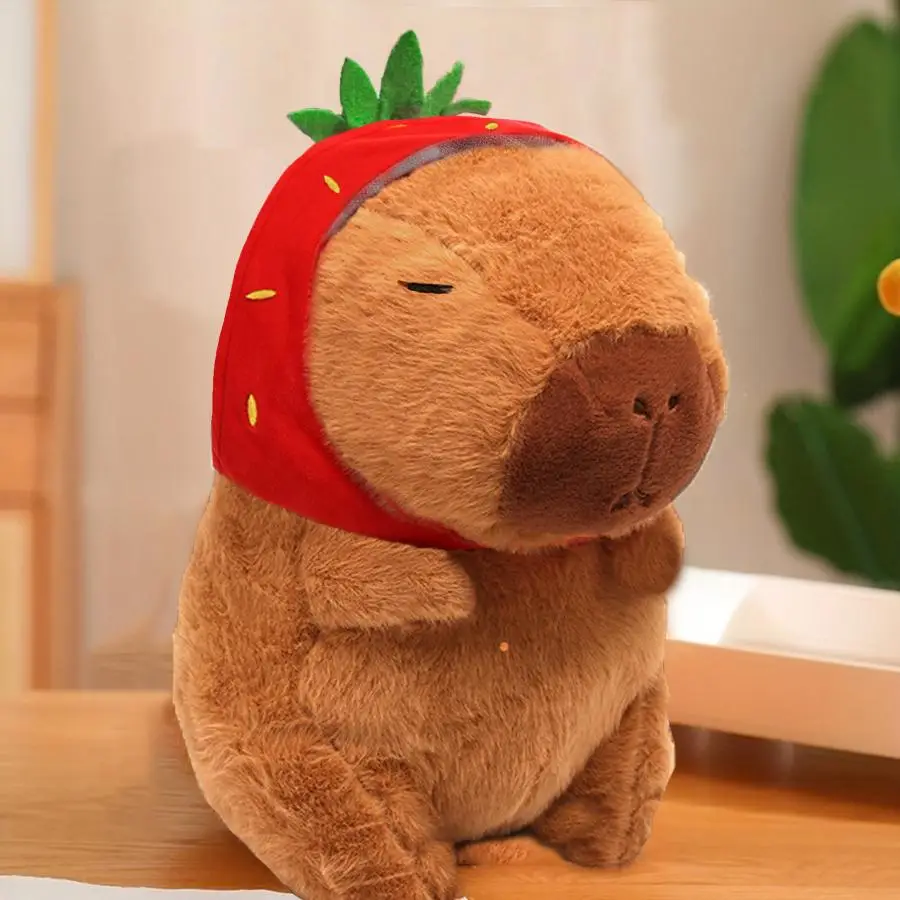 Cartoon Strawberry Head Capybara Throw Pillow, 1 Count Cute Plush Throw Cushion , Soft & Comfy Plush Throw Pillow for Home Decor, Bedroom Accessories