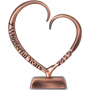 7 Year Anniversary Copper Gifts for Her Him  7th Wedding Anniversary for Couples Wife Husband Men, Hand Forged Copper Heart Art Keepsake  Decor Artwork