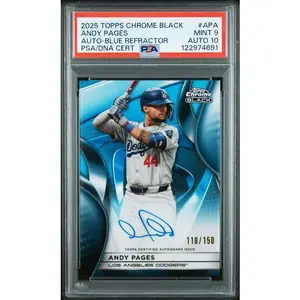 2025 Topps Chrome Black #APA Andy Pages Auto Blue Refractor PSA 9 MINT Auto 10 /150