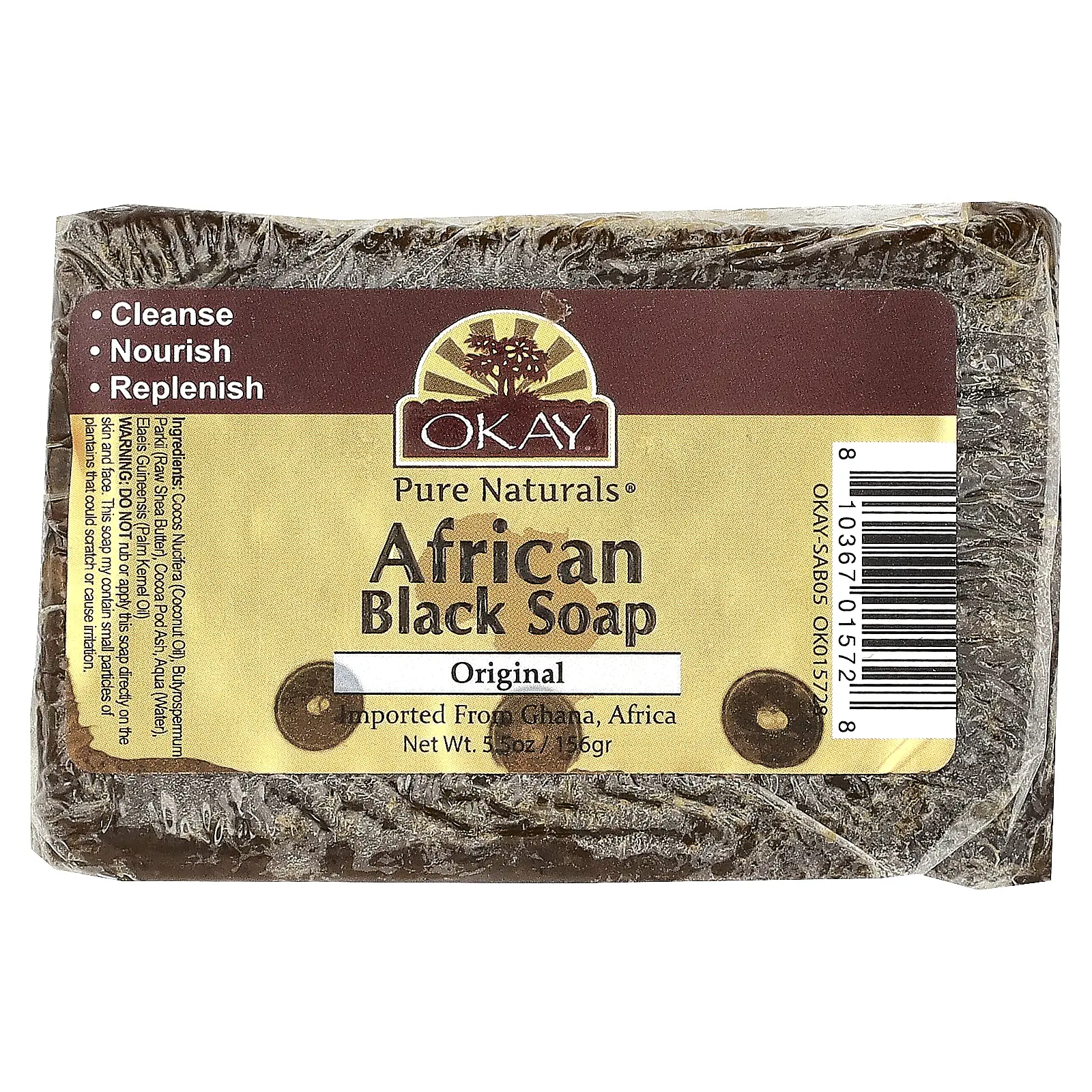 Okay Pure Naturals African Black Bar Soap, Original, 5.5 oz (156 g) Okay Pure Naturals African Black Bar Soap, Original, 5.5 oz (156 g)