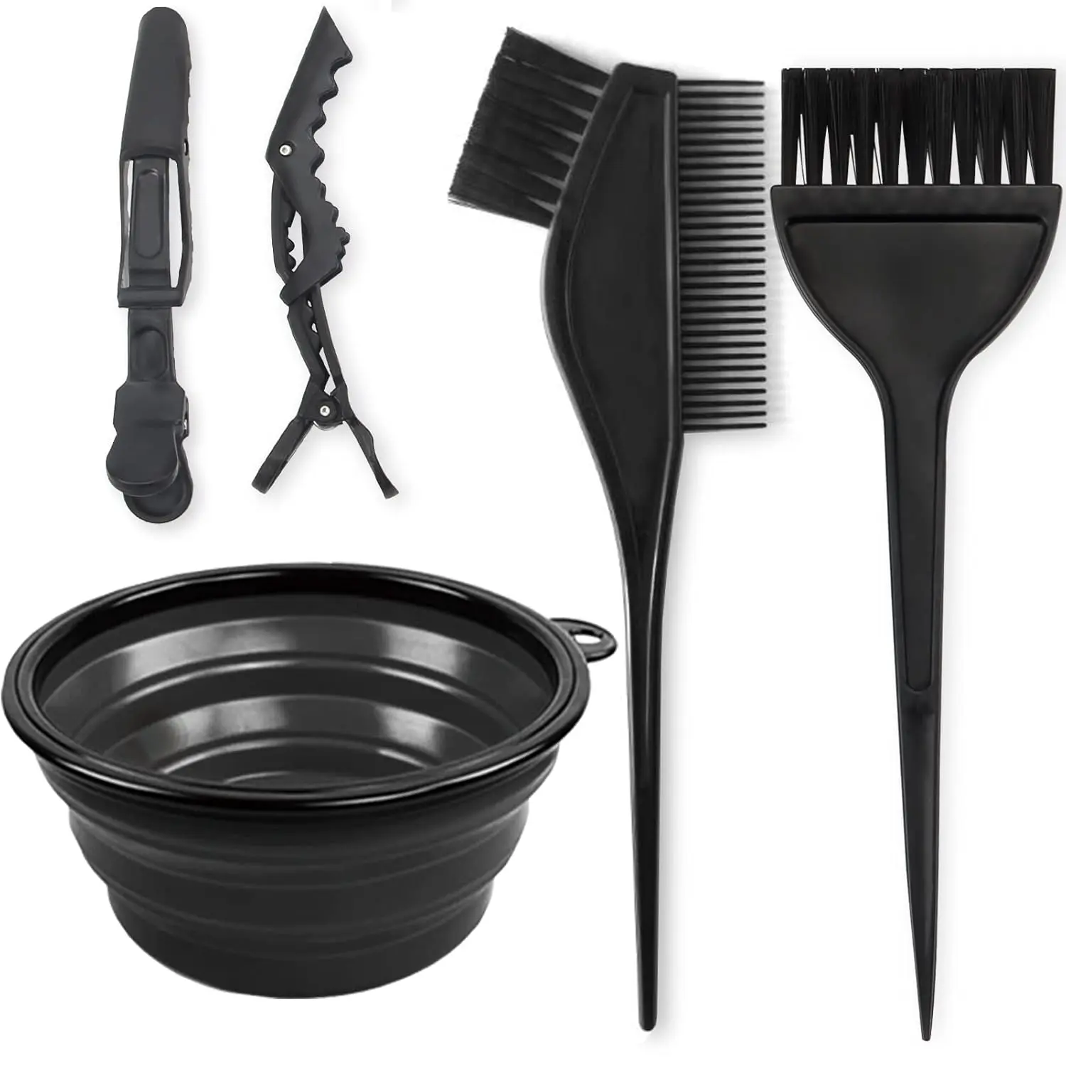 5-Count Professional Salon Haircare Tool Set - Coloring & Bleaching Kit with Dye Brush, Color Bowl, Clips