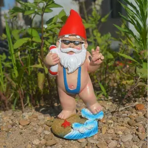 Fascinating Garden Gnome Statue Resin Craftsmanship, Fun Beard Dwarf Outdoor Decoration Artwork, Unique Yard Ornament