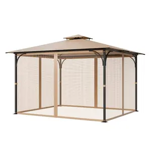 fathersdaygift VEVOR Gazebo Netting Replacement, Fit Most 10x 12x 7.3 FT Gazebo, Outdoor Garden Gazebo Net, 4-Panel Sidewall Mesh Gazebo Curtain, Patio Midge Netting with Double Zipper, Canopy Screen (Netting Only)