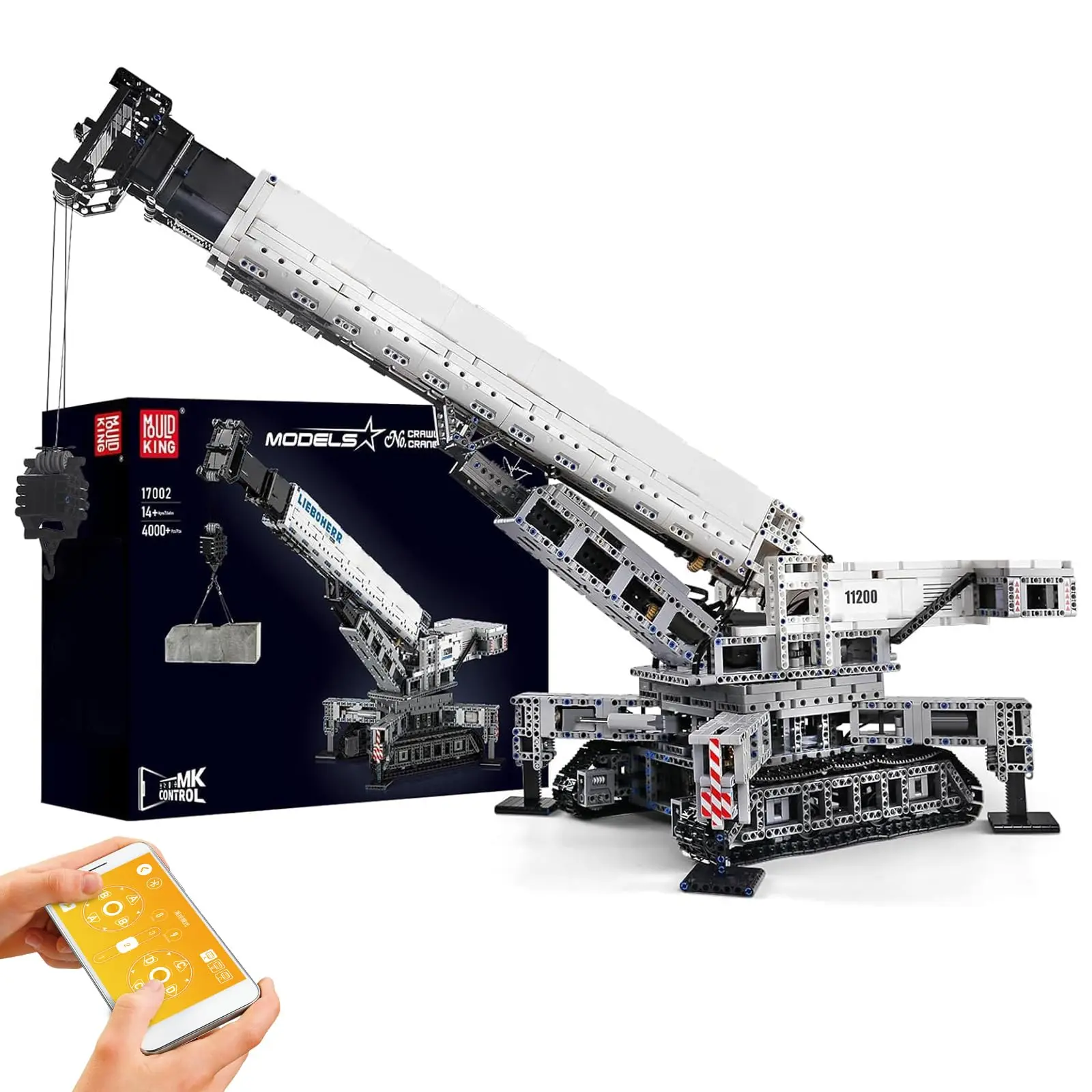 Mould King MOC Mobile Crane Truck Building Blocks Kit - 4000-Piece, 12-Motor APP Remote Control Heavy-Duty Construction Model, Collectibles Decorative Study Toy for 12+ Adults, Bedroom