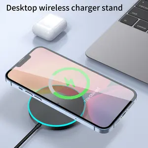 Magnetic Wireless Charger, 15W Fast Charging Pad with LED Light, Dual-Port Charging Pad Compatible with Multiple Device Types, Smartphone, Magnetic Charger Dock