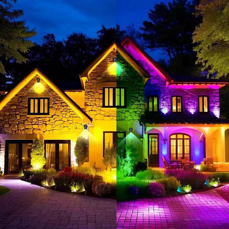 Smart Solar Spotlights Set of 6, APP Control, Total Length 42.7 Feet, 16 Million Colors, Ip65 Waterproof, Garden Path Lawn Decor, Outdoor Landscape Lighting