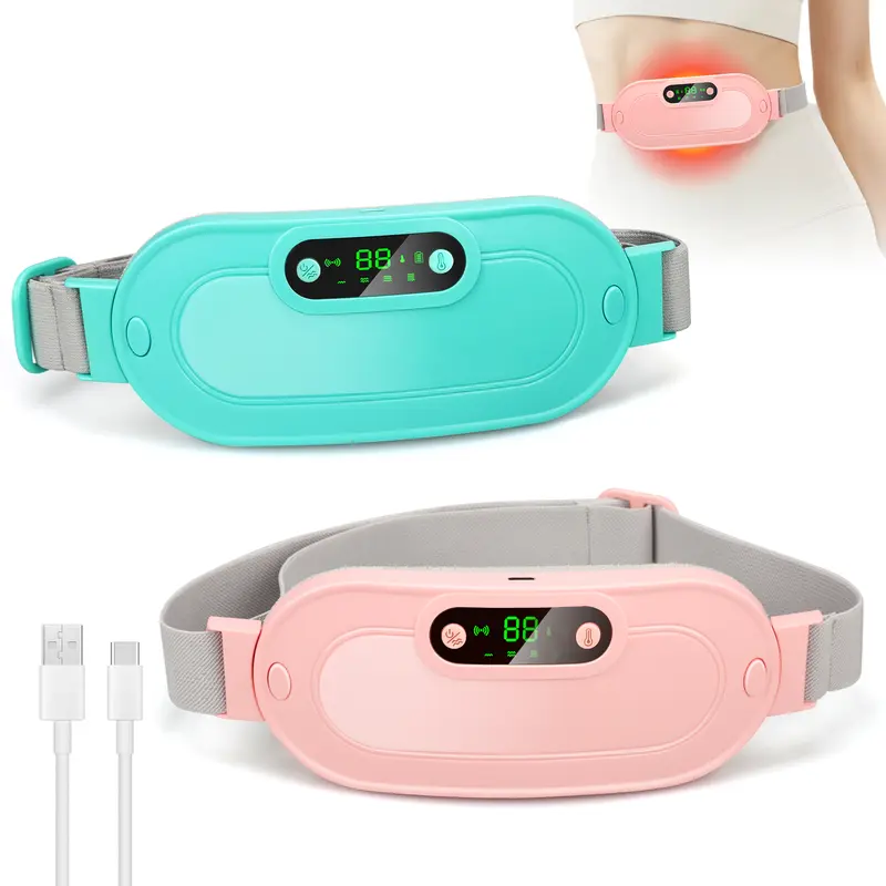 Portable Heating Pad with 3 Heat Levels & 4 Massage Modes, Automatic Shut Off, Adjustable, Menstrual Cramps Relief, Comfort Daily Heated Wrap, USB Charging, 2200mAh Battery, ABS Material, 50℃, 55℃, 60℃ Settings