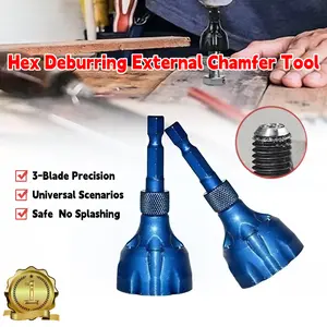 Hex Deburring External Chamfer Tool Tungsten Carbide Drill Bit Attachment for Bolt Repair Deburring and Repairing Damaged Threads Range 3-20mm 1/4 Inch Hex Shank Suitable for Drill Drivers Hardware Tools