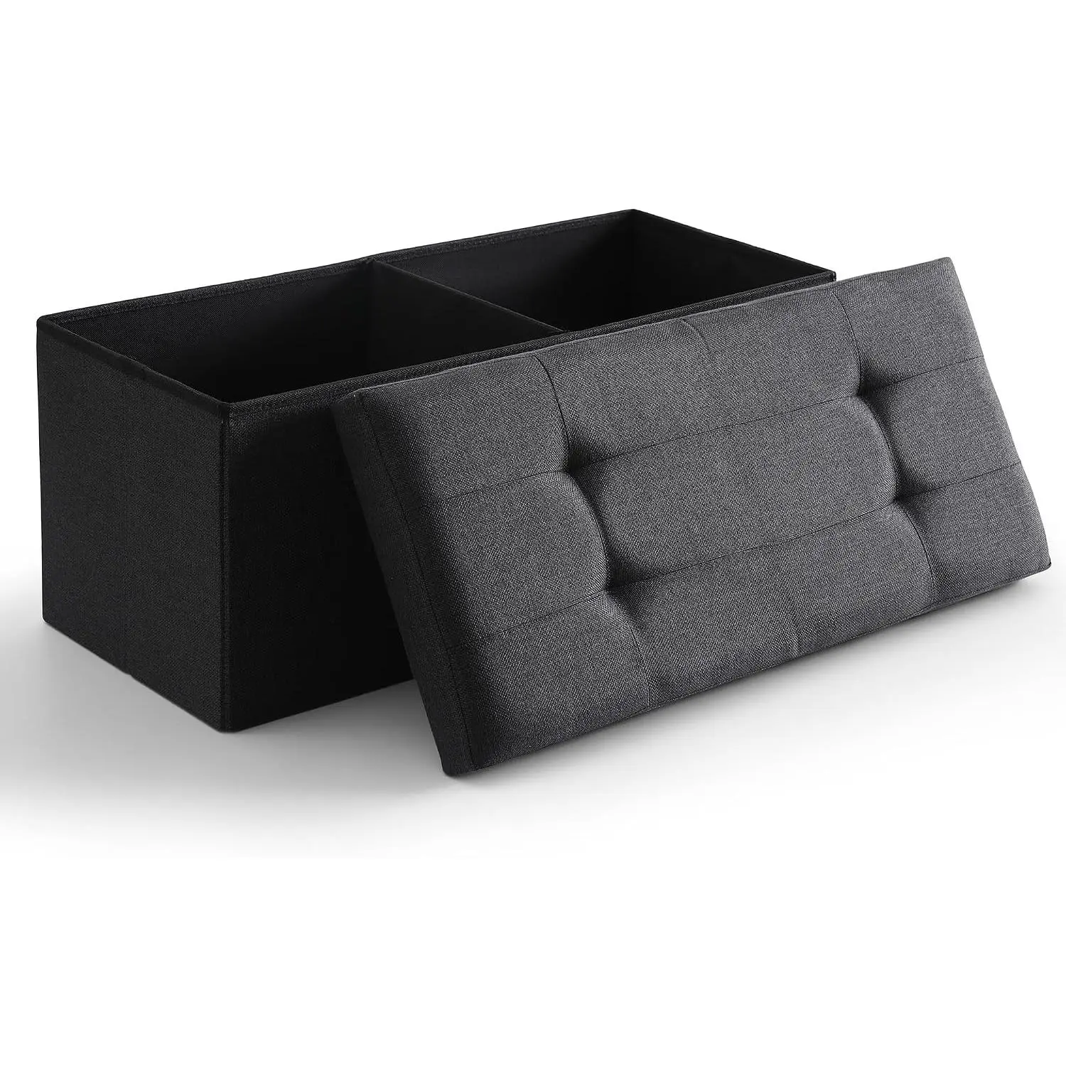 Foldable Storage Ottoman Bench, 30 Inch Flip Top Fabric Footrest Stool, Storage Chest for Living Room, Bedroom, Entryway and Dorm.