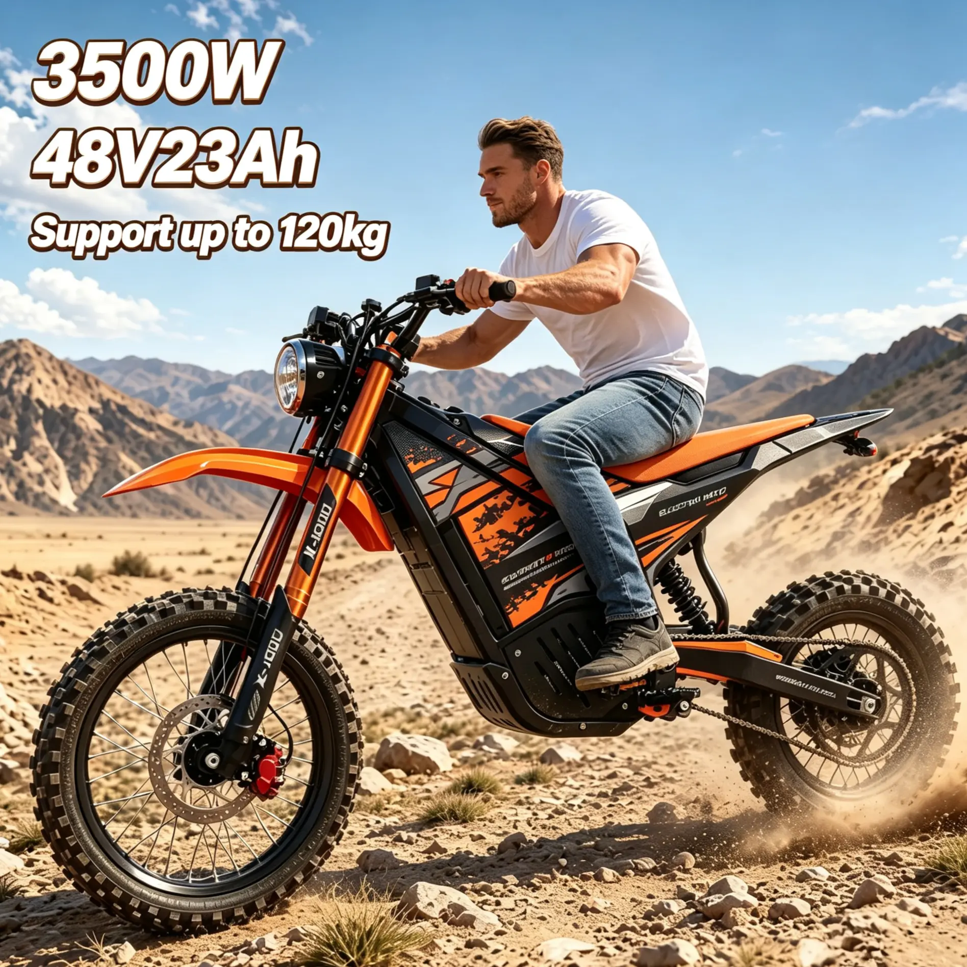 1000W Electric Dirt Bike for Adults & Teens, Powerful Mid-Drive Motor, 48V Long-Range Battery, Off-Road E-Biking Vehicle