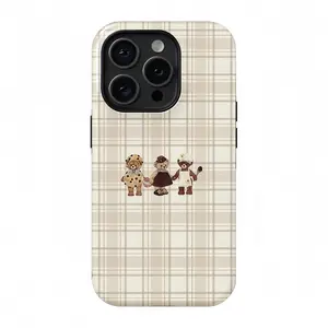 Cute Vintage Teddy Bear Phone Case for 17 Pro Max Phone Case 17 Air 16 E 15 Plus 14 13 12 11, CuteVintage Teddy Bear & Plaid Case, ShockproofHeavy Duty Protective Cover, Retro KawaiiAnimal Aesthetic Tough Case