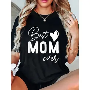 100% Cotton Mothers Day Best Mom Ever Gifts From Daughter Women Mom Kids Crewneck T-Shirt