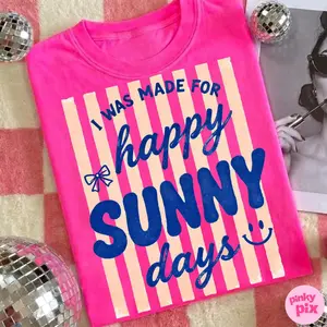 I Was Made For Happy Sunny Days Comfort Colors : Summer Retro Beach Vibes Striped T-Shirt