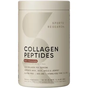 Sports Research Collagen Peptides - Hydrolyzed Type 1 & 3 Collagen Powder Supplement Easy Mixing, Collagen for Women & Men - Dark Chocolate
